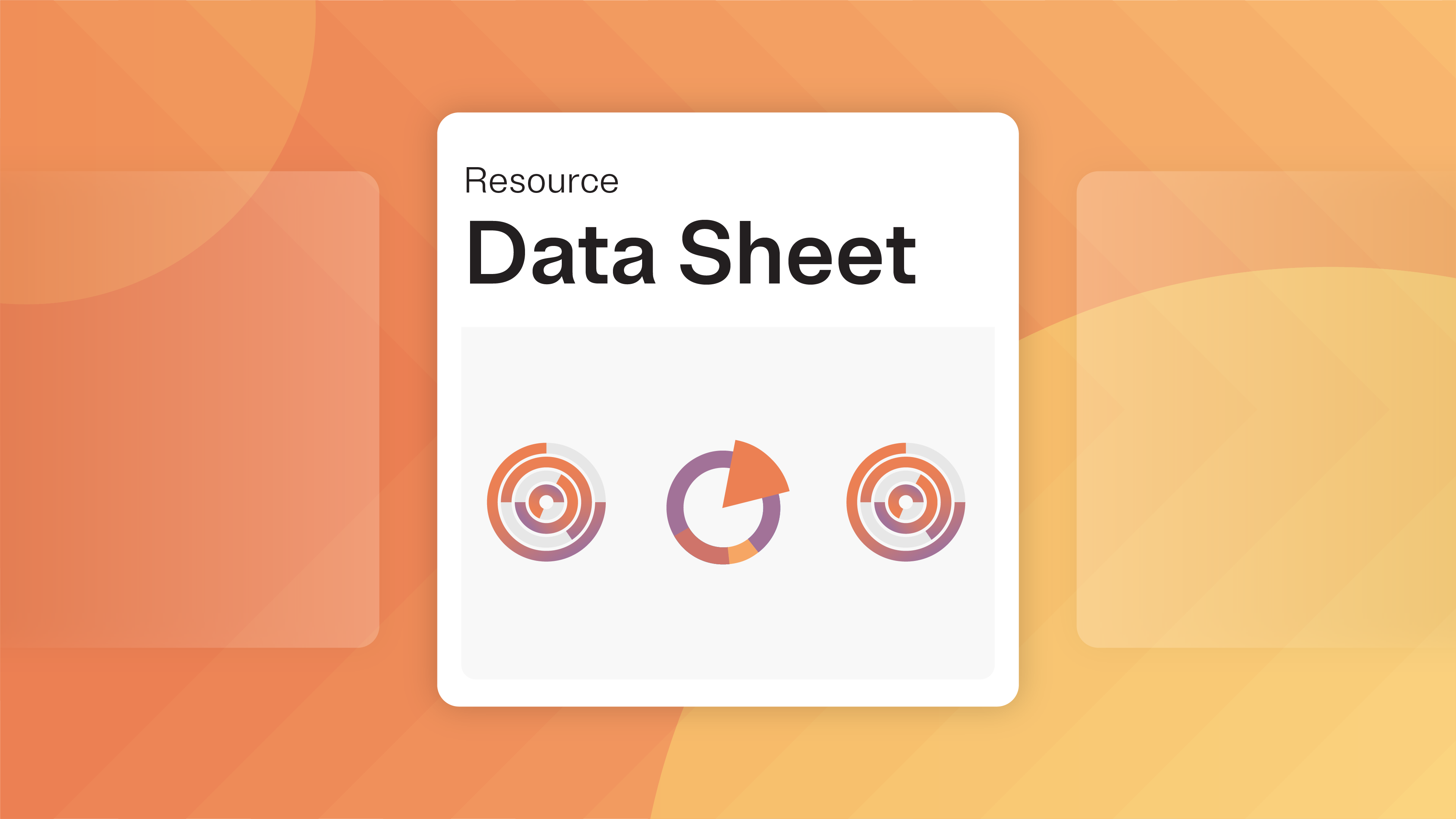 White document icon with "Resource Data Sheet" written on it and some generic pie graphs on a multi gradient orange background